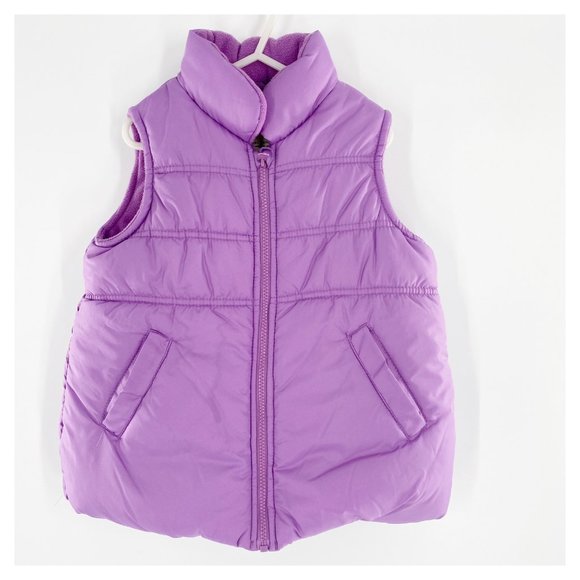 OshKosh B‘Gosh Girls Lavender Sleeveless Fleece Lined Puffer Vest Size 5 - Picture 1 of 6
